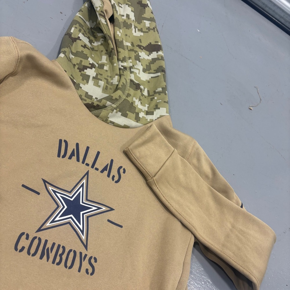 Nike Dallas Cowboys Salute to Service Hoodie Tan Camo NFL Dri-FIT Small